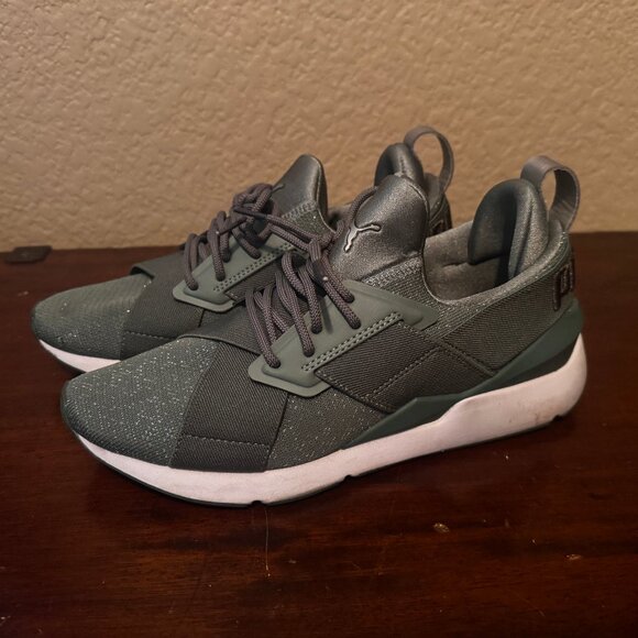 Womens 8 Puma Ignite Sparkle Green Sneakers - Picture 1 of 4